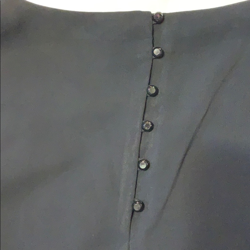 Liz Claiborne Black Beaded Trim V-neck Blouse Top - Picture 8 of 11